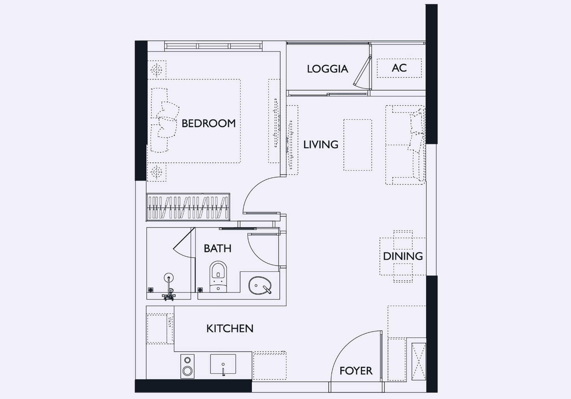 Thiết kế căn hộ Lumi Elite 1 ngủ Medium