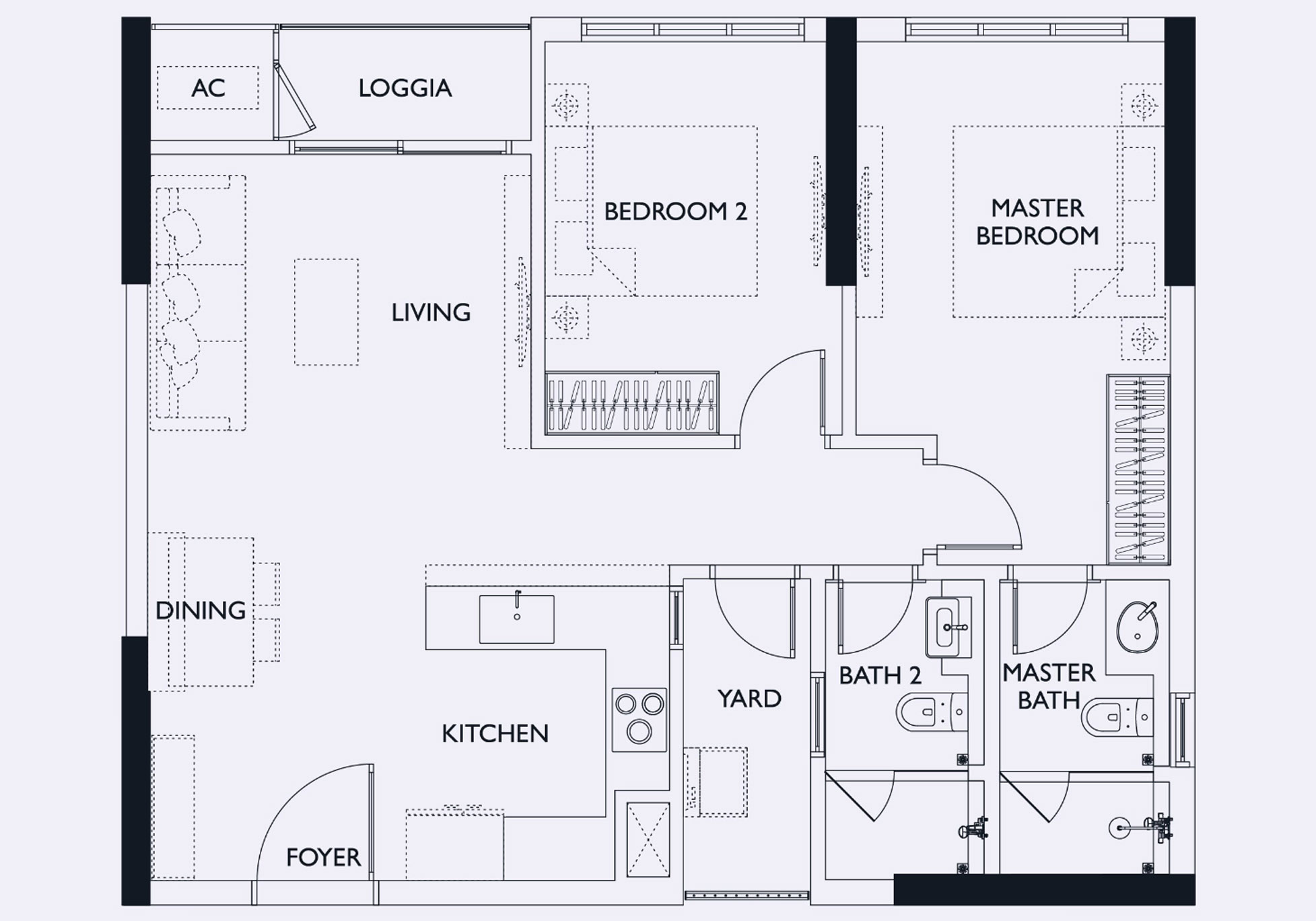 Thiết kế căn hộ Lumi Elite 2 ngủ Large