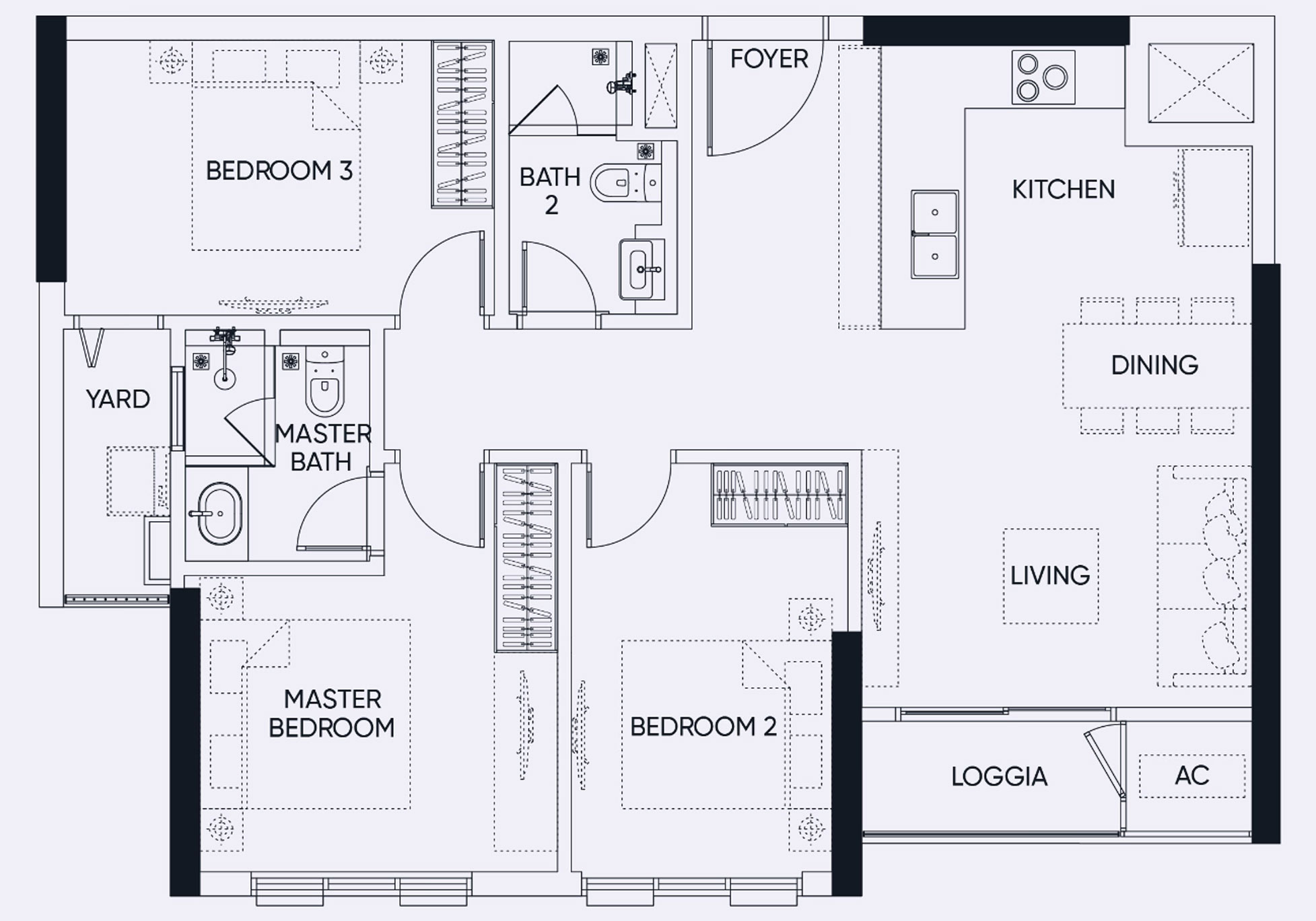 Thiết kế căn hộ Lumi Elite 3 ngủ Small