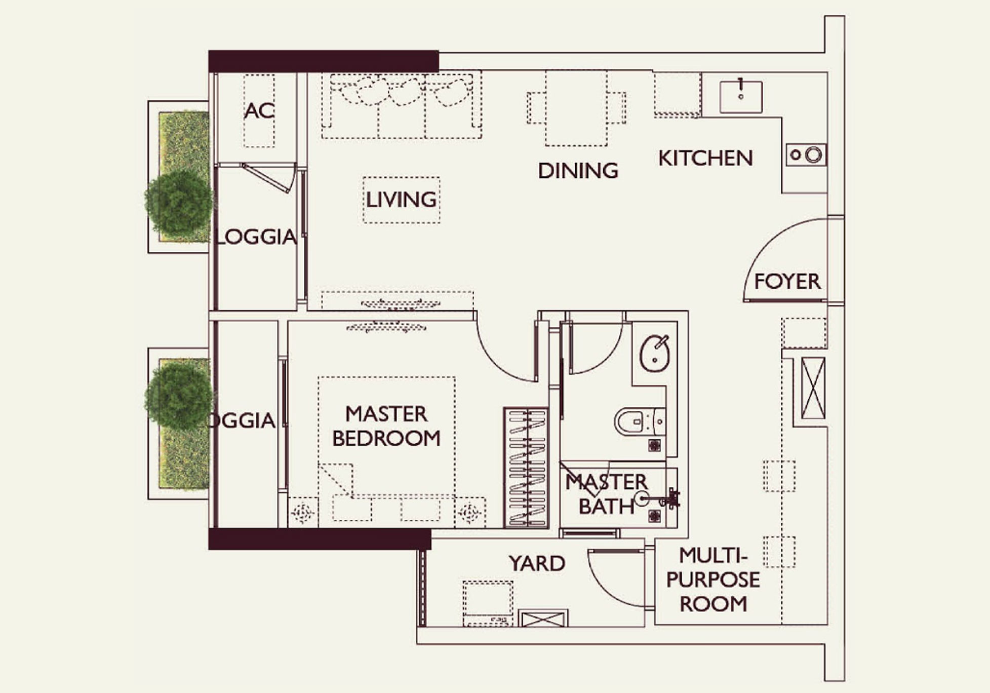 Thiết kế căn hộ Lumi Prestige 1 ngủ Extra Large