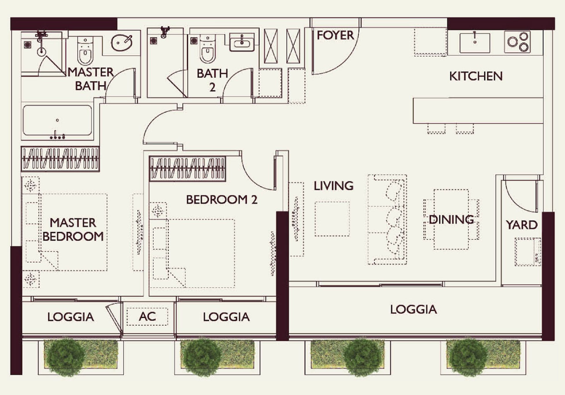 Thiết kế căn hộ Lumi Prestige 2 ngủ Extra Large