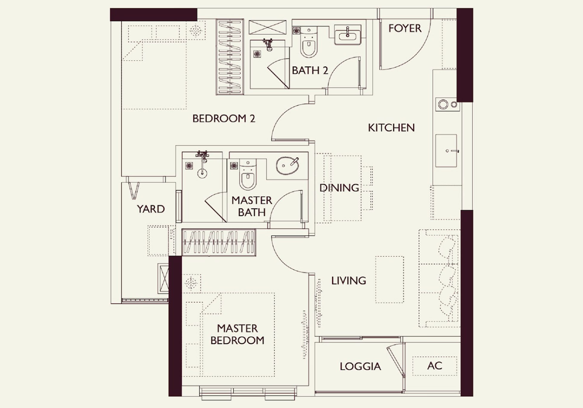 Thiết kế căn hộ Lumi Prestige 2 ngủ Small