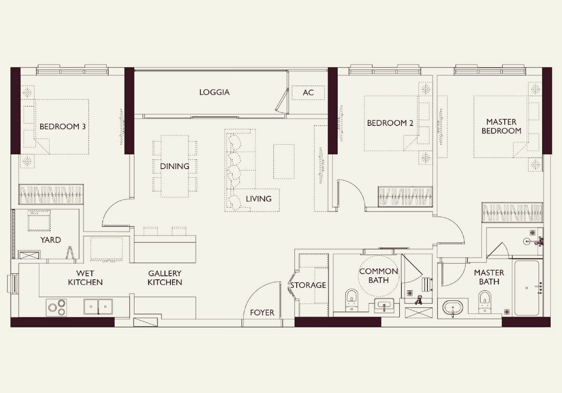 Thiết kế căn hộ Lumi Prestige 3 ngủ Large
