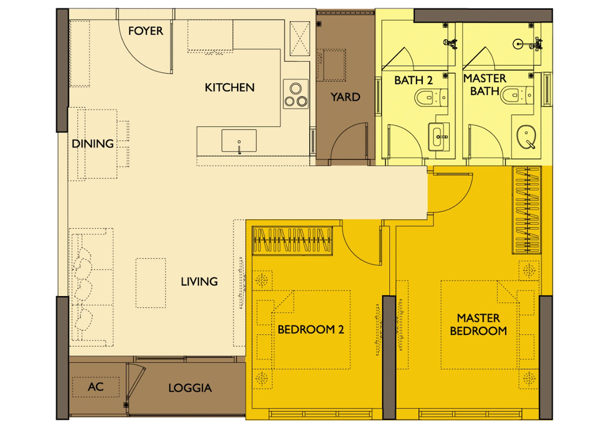 Thiết kế căn hộ Lumi Signature 2 ngủ Large
