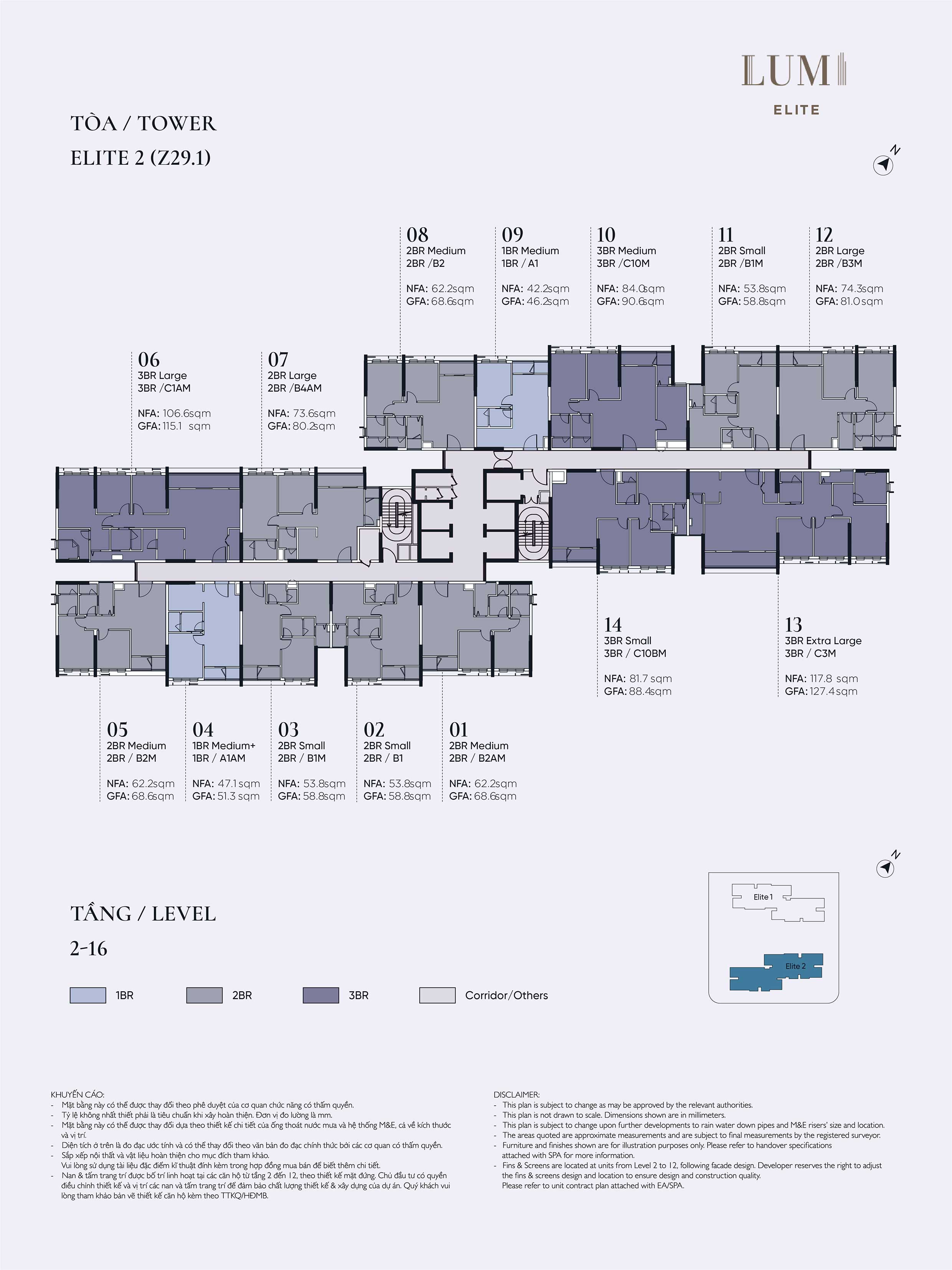 Mặt bằng Elite 2 Tầng 2-16