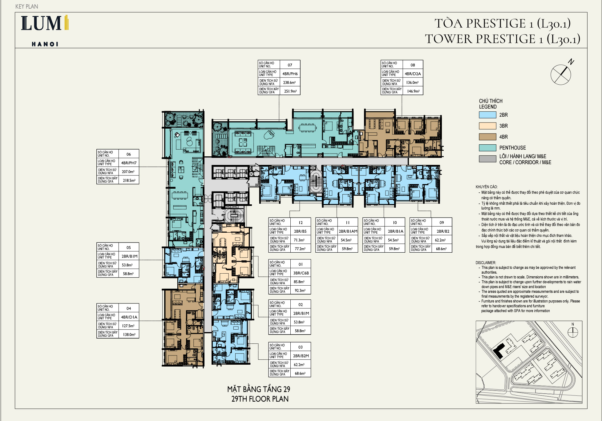 Mặt bằng Prestige 1 Tầng 29