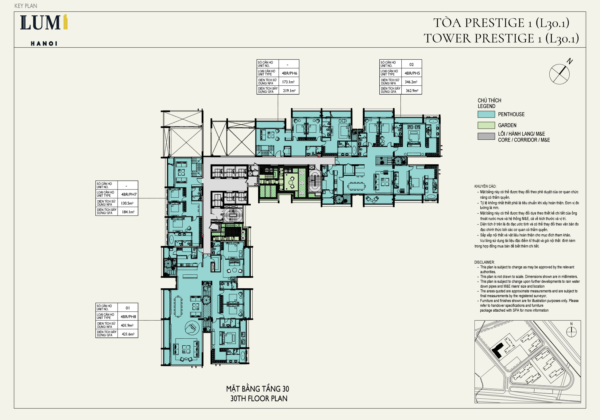 Mặt bằng Prestige 1 Tầng 30