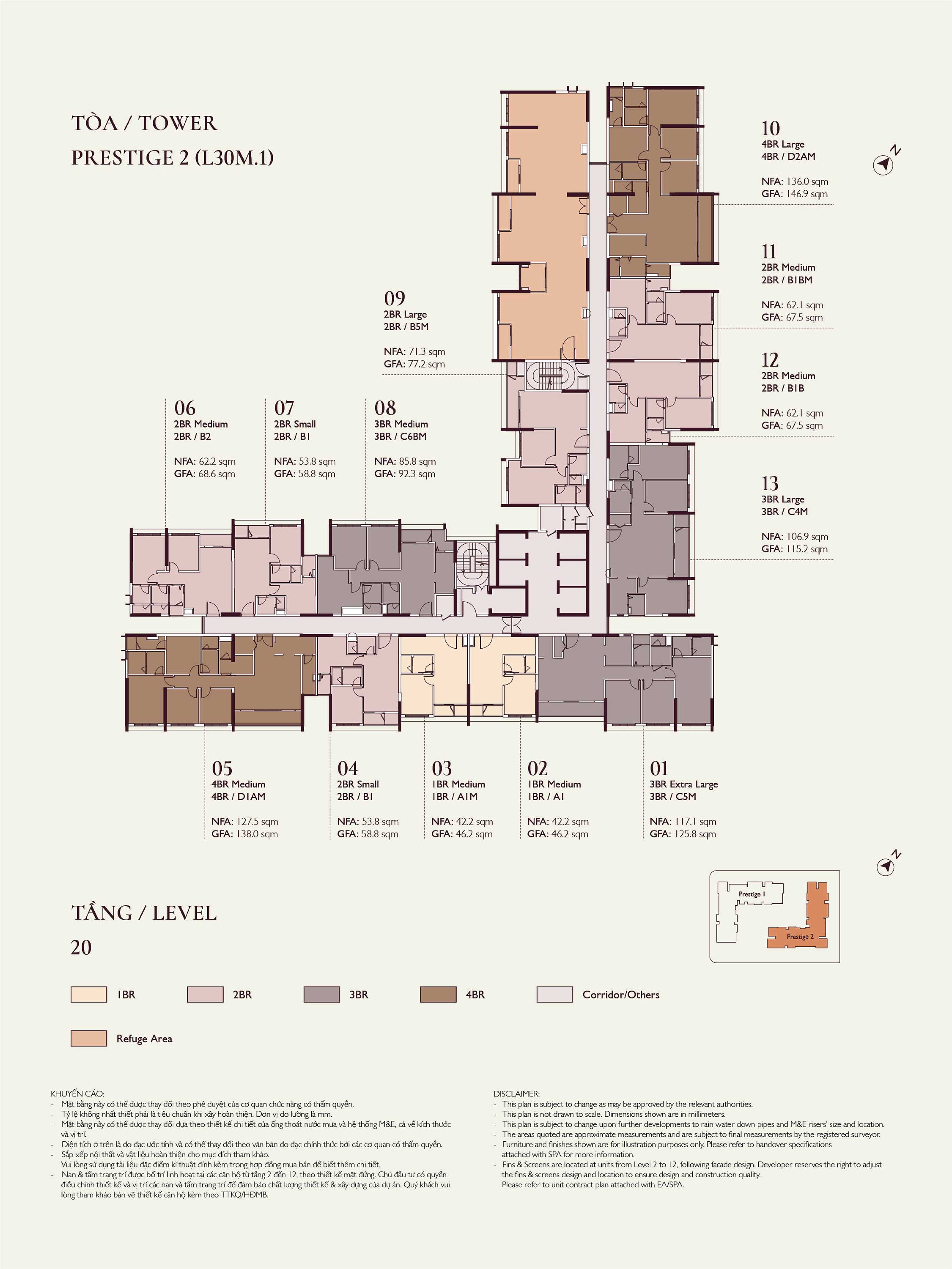 Mặt bằng Prestige 2 Tầng 20