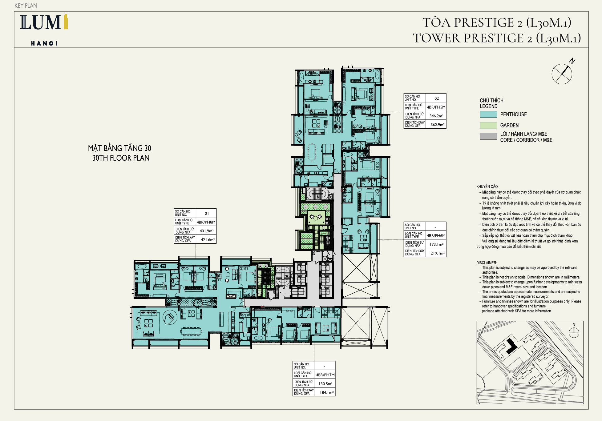 Mặt bằng Prestige 2 Tầng 30