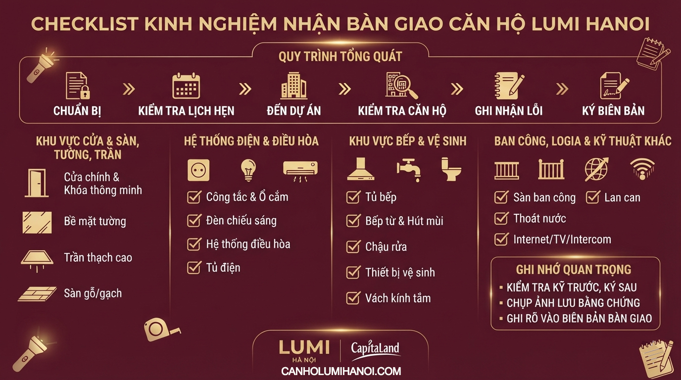 Kinh nghiệm nhận bàn giao Lumi Hà Nội: Checklist kiểm tra căn hộ trước khi ký biên bản