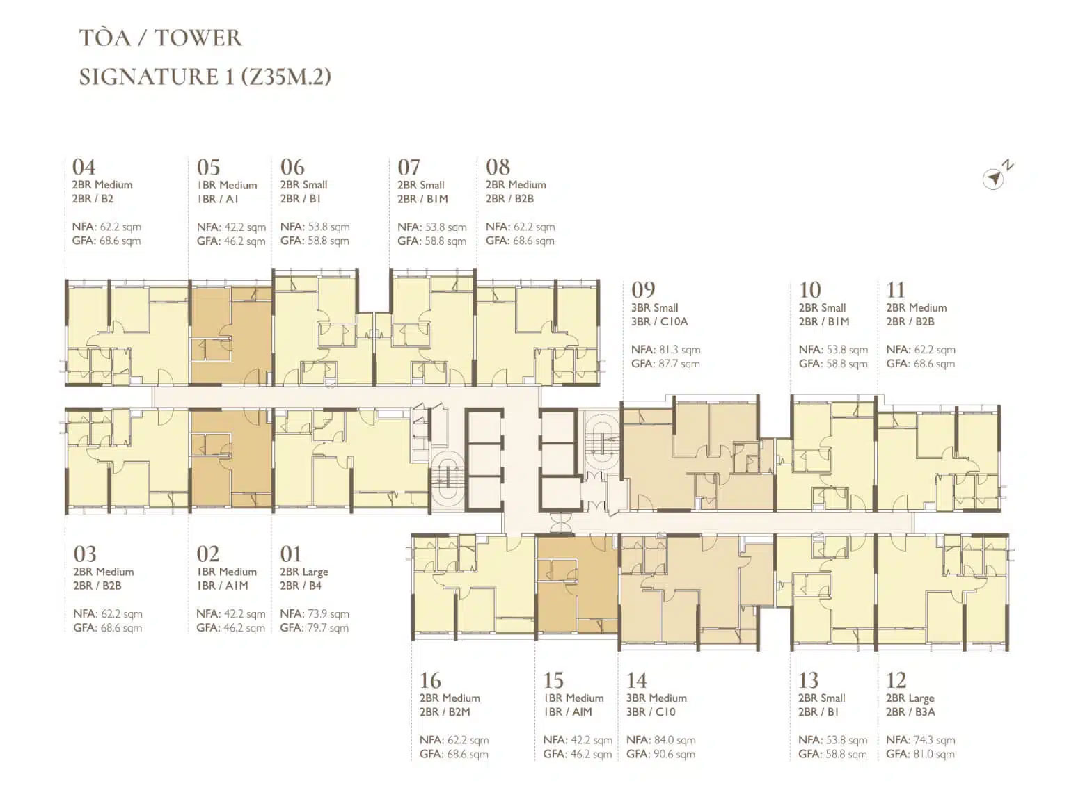 Mặt bằng toà S1 tầng 2-12