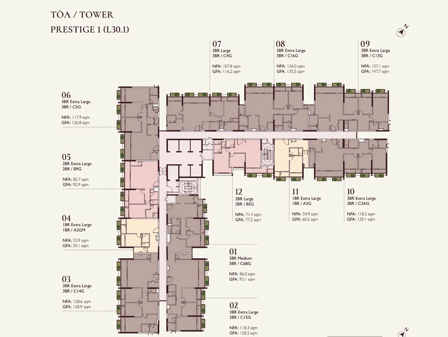 Mặt bằng toà P1 tầng 23