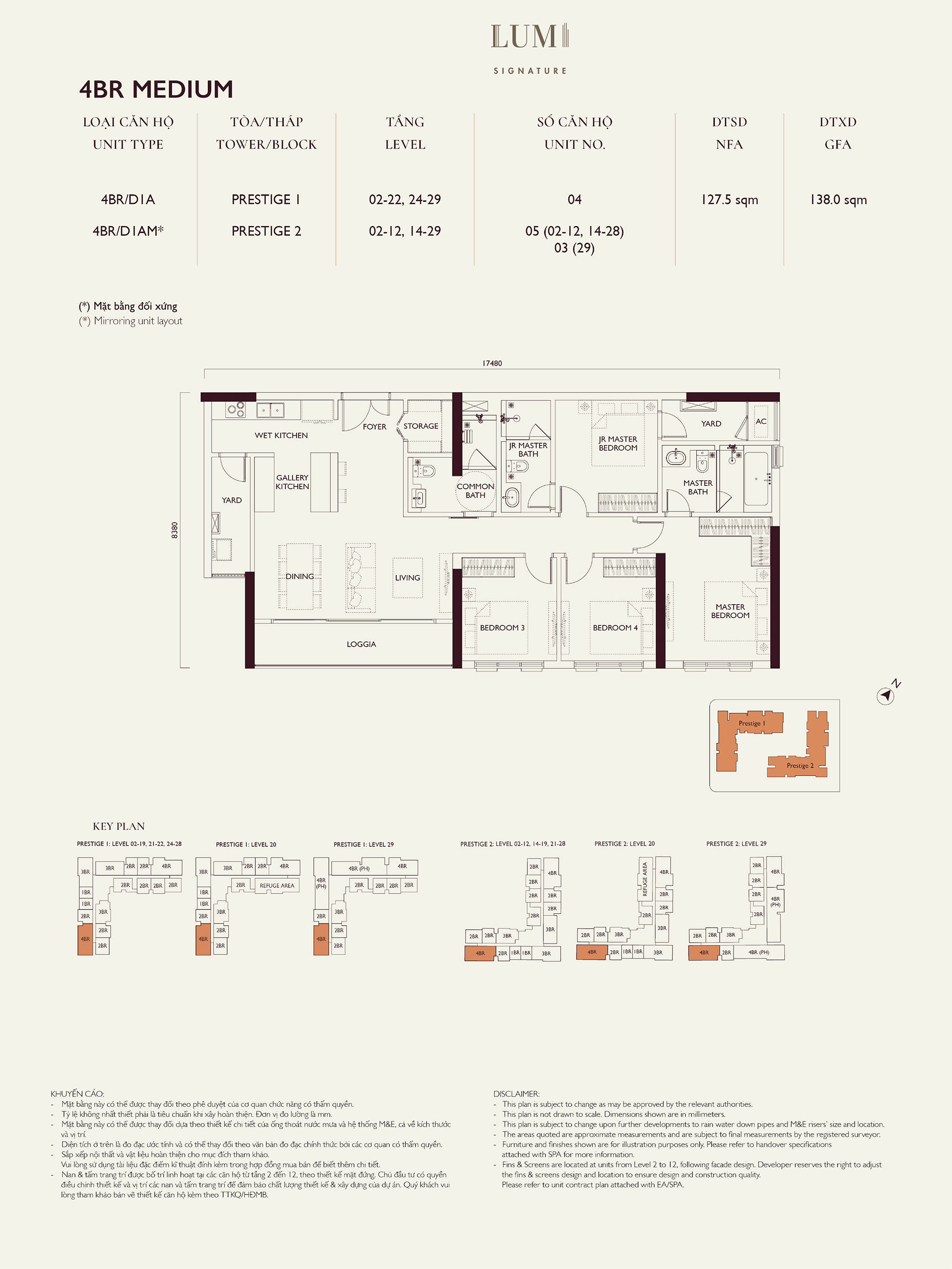 Mặt bằng căn hộ 4PN Medium