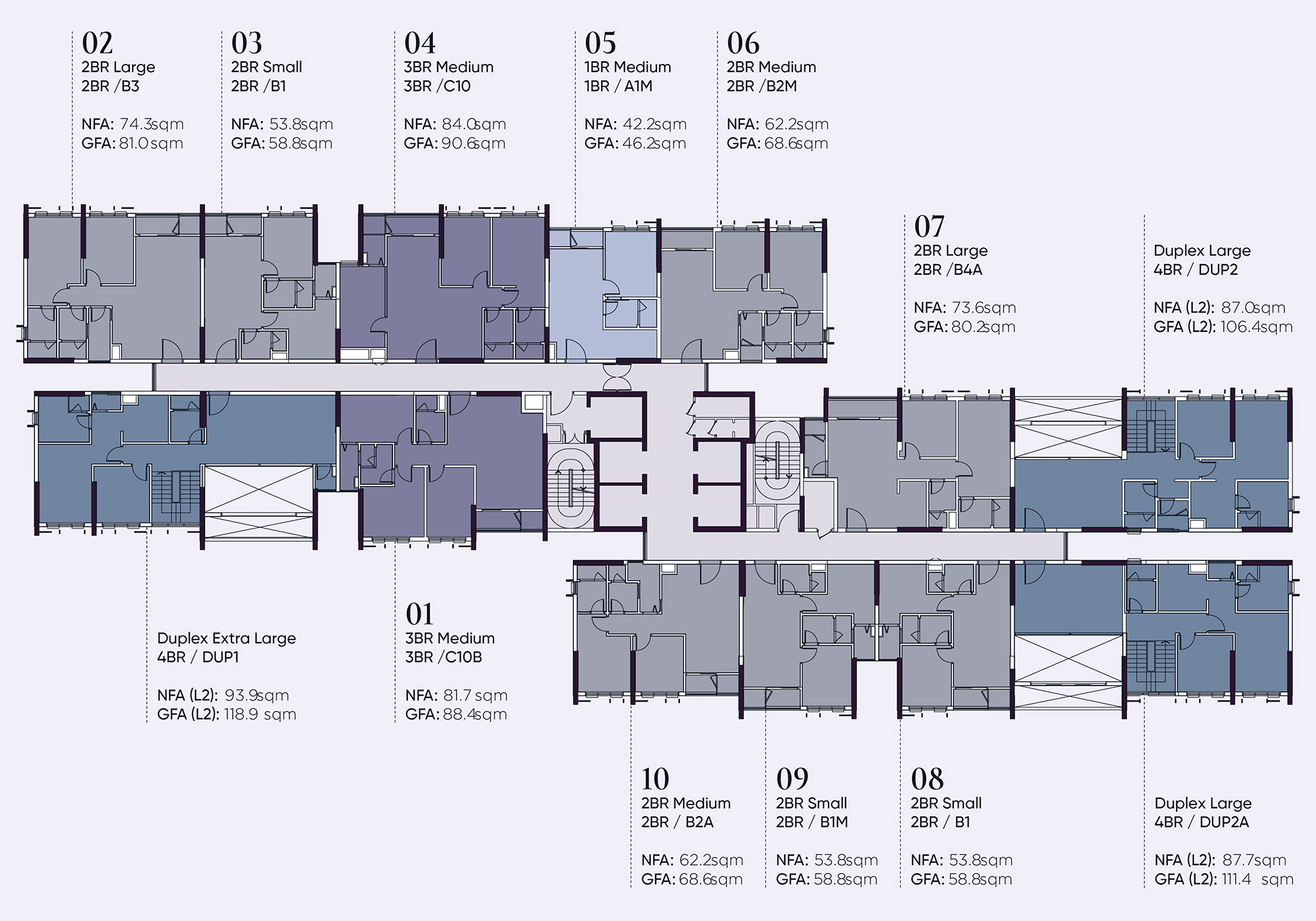 Mặt bằng Tòa Elite 1 | Tầng 18, 20, 22, 24, 26, 28