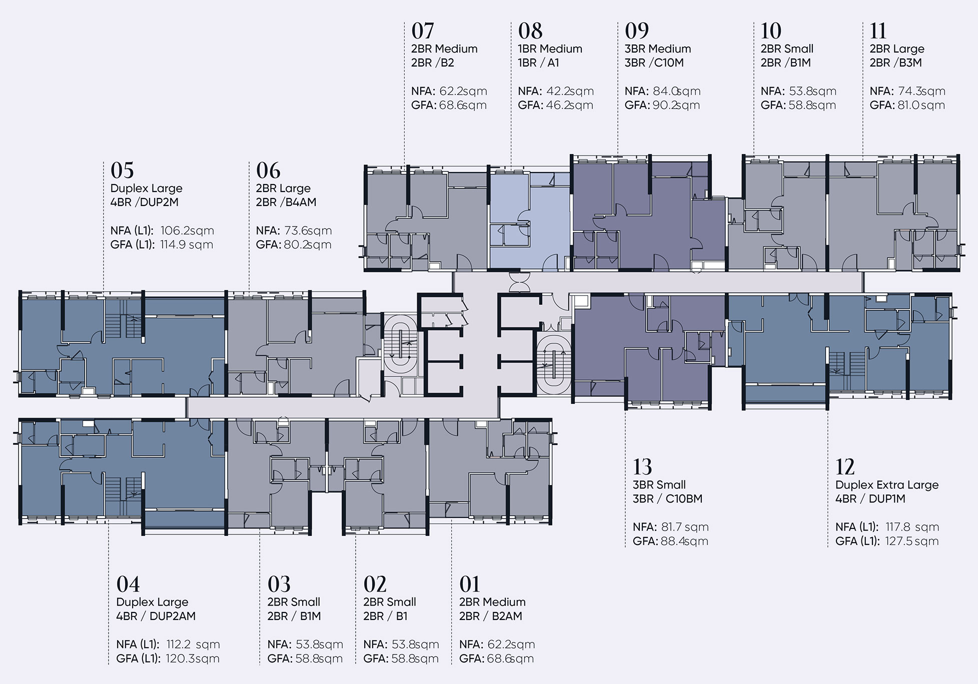 Mặt bằng Tòa Elite 2 | Tầng 17, 19, 21, 25, 27