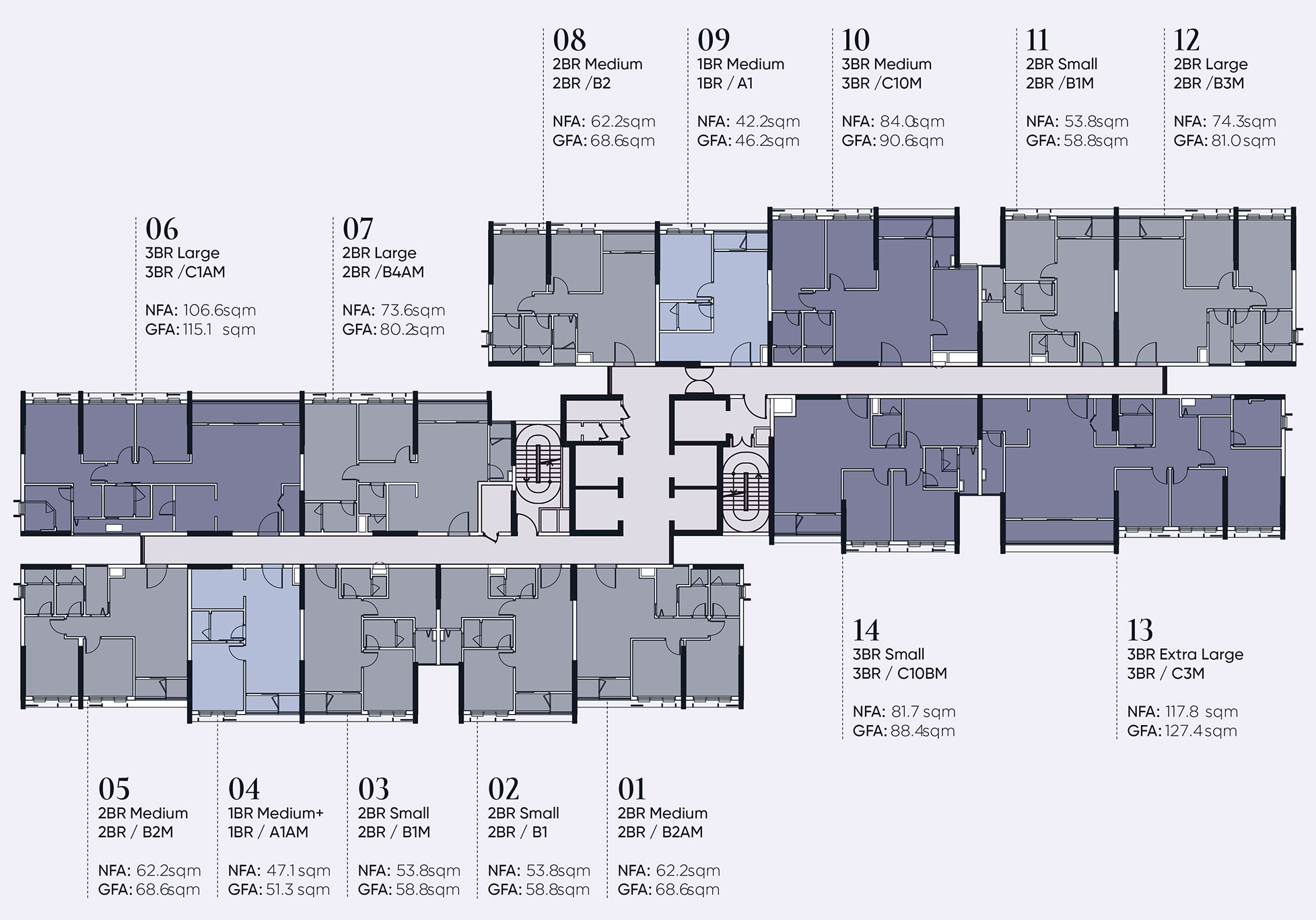 Mặt bằng Tòa Elite 2 | Tầng 2-16