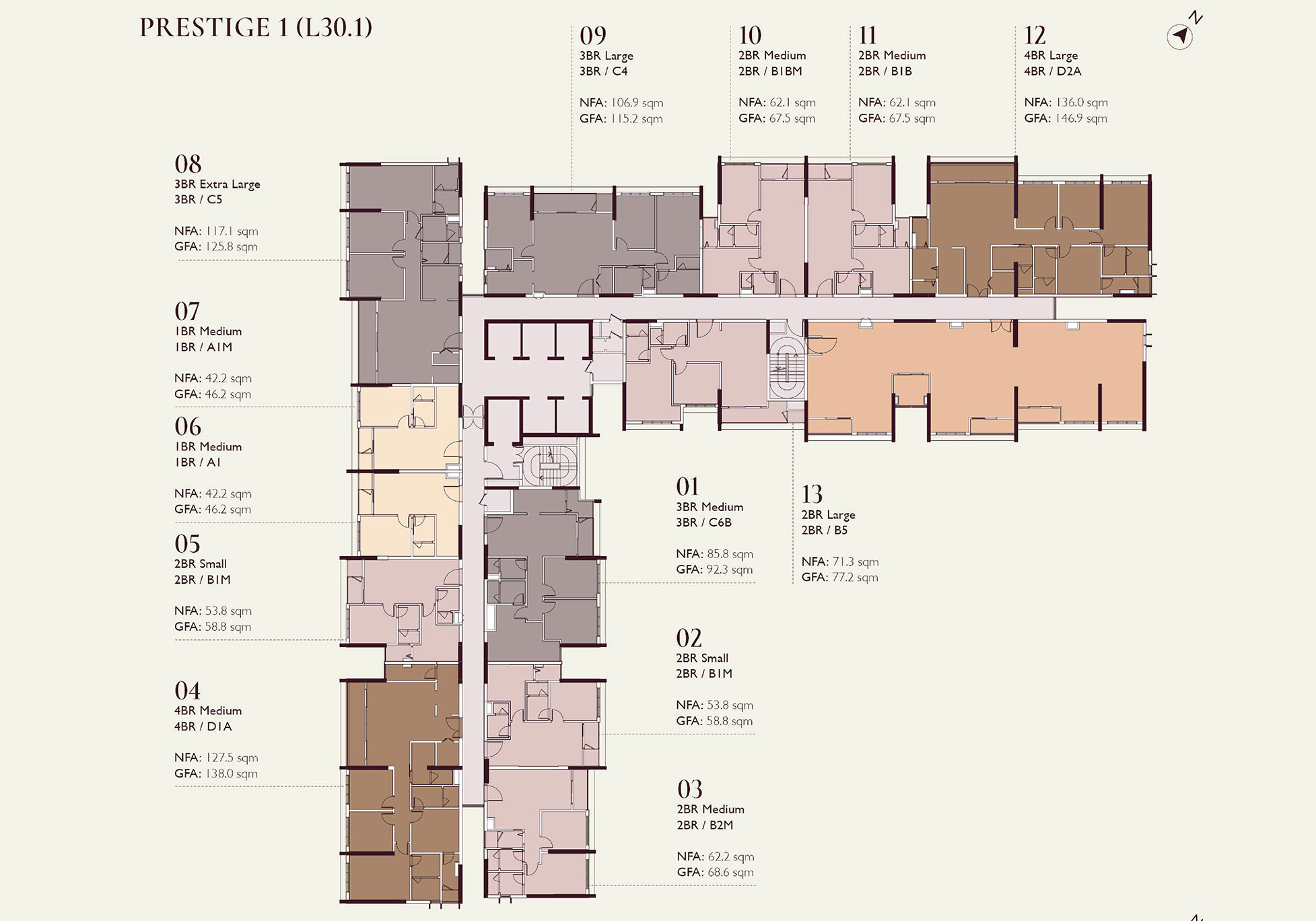 Mặt bằng Tòa Prestige 1 | Tầng 20