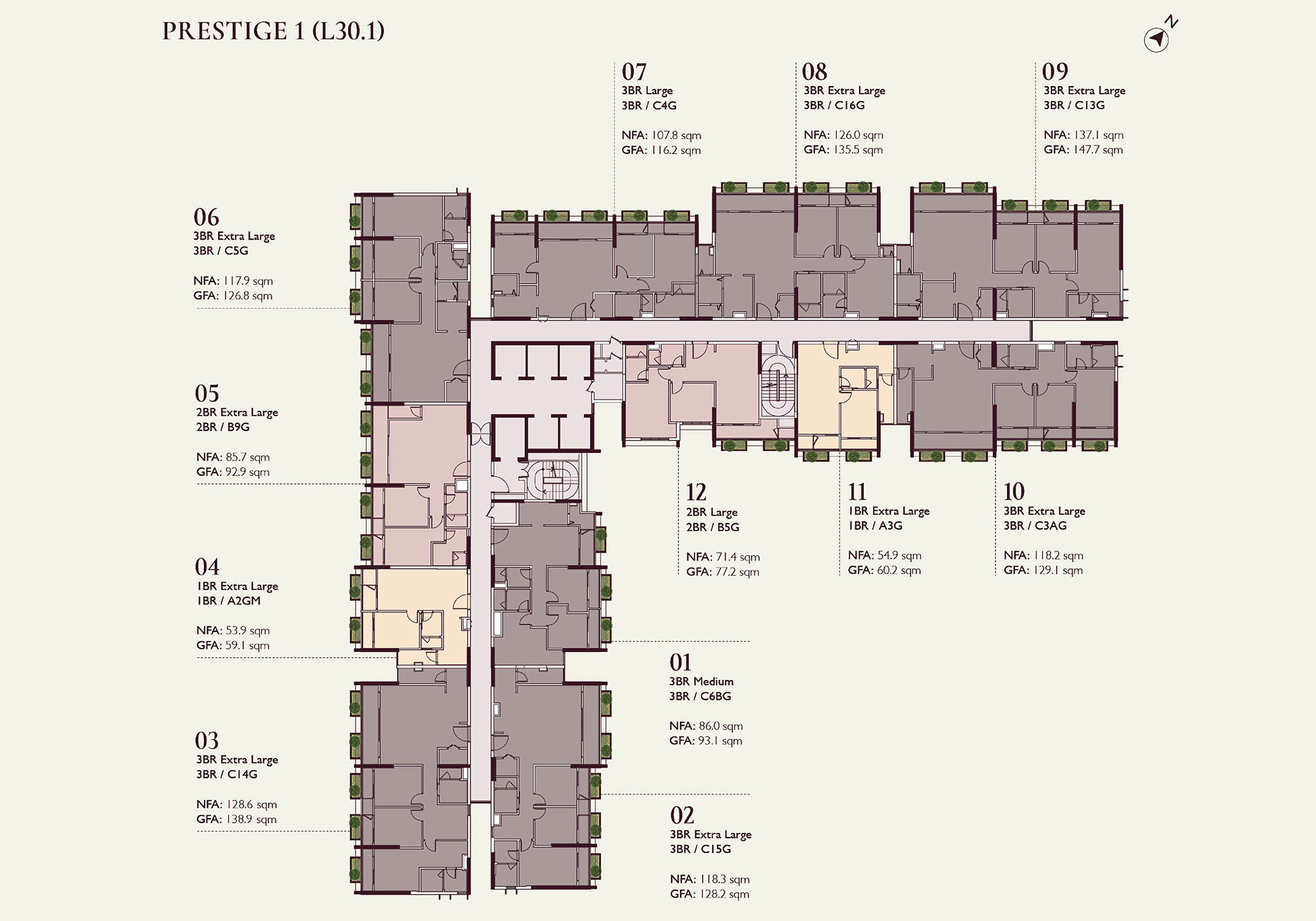 Mặt bằng Tòa Prestige 1 | Tầng 23