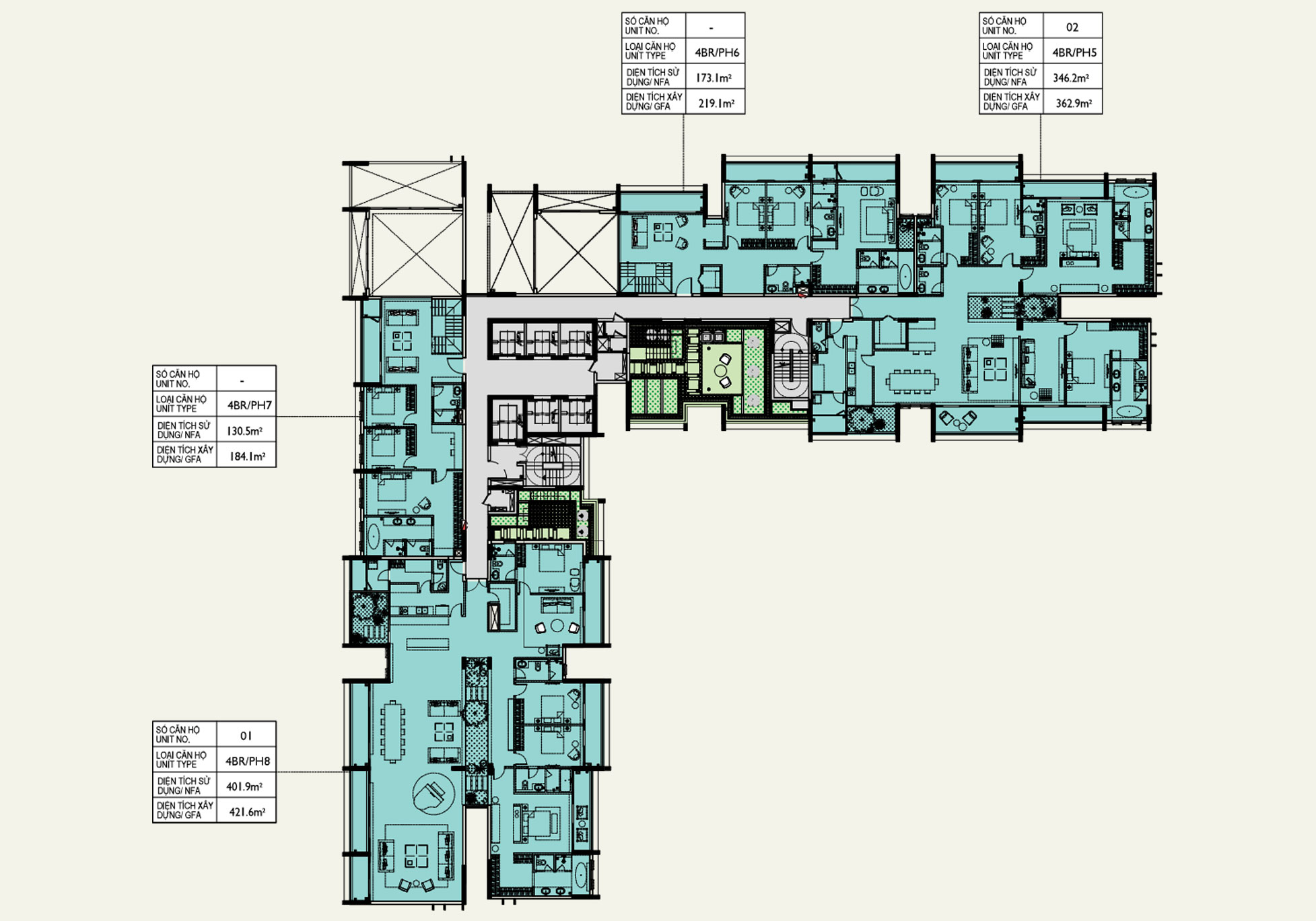 Mặt bằng Tòa Prestige 1 | Tầng 30