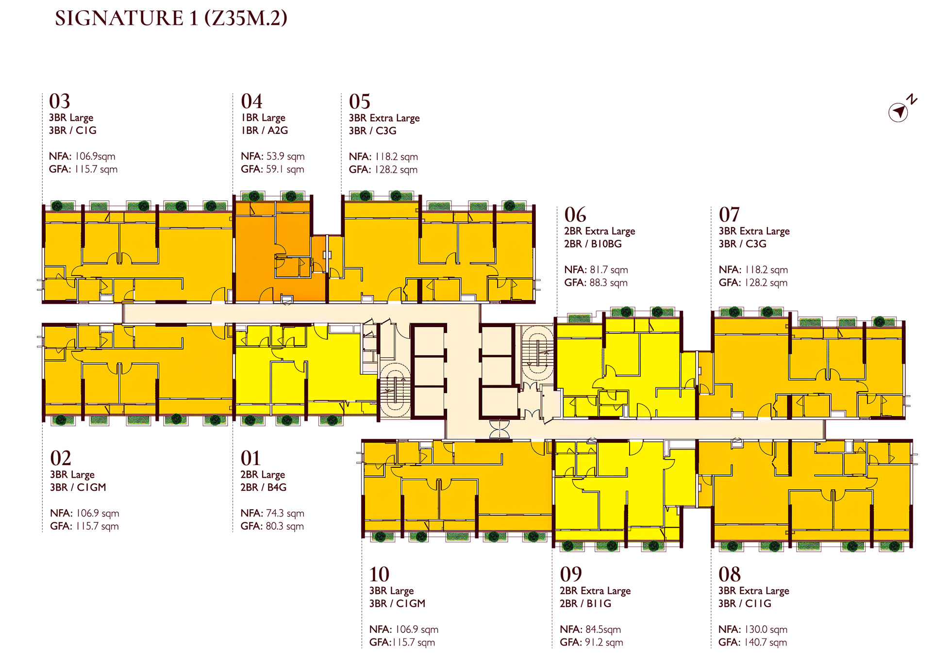 Mặt bằng Tòa Signature 1 | Tầng 13