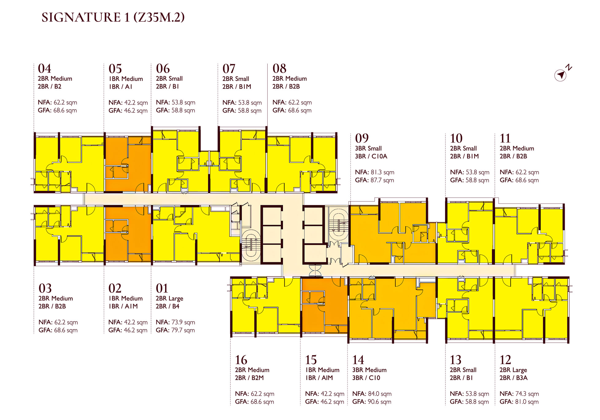 Mặt bằng Tòa Signature 1 | Tầng 14-17