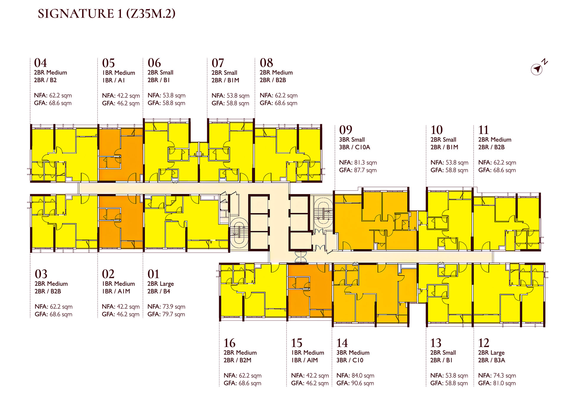 Mặt bằng Tòa Signature 1 | Tầng 2-12