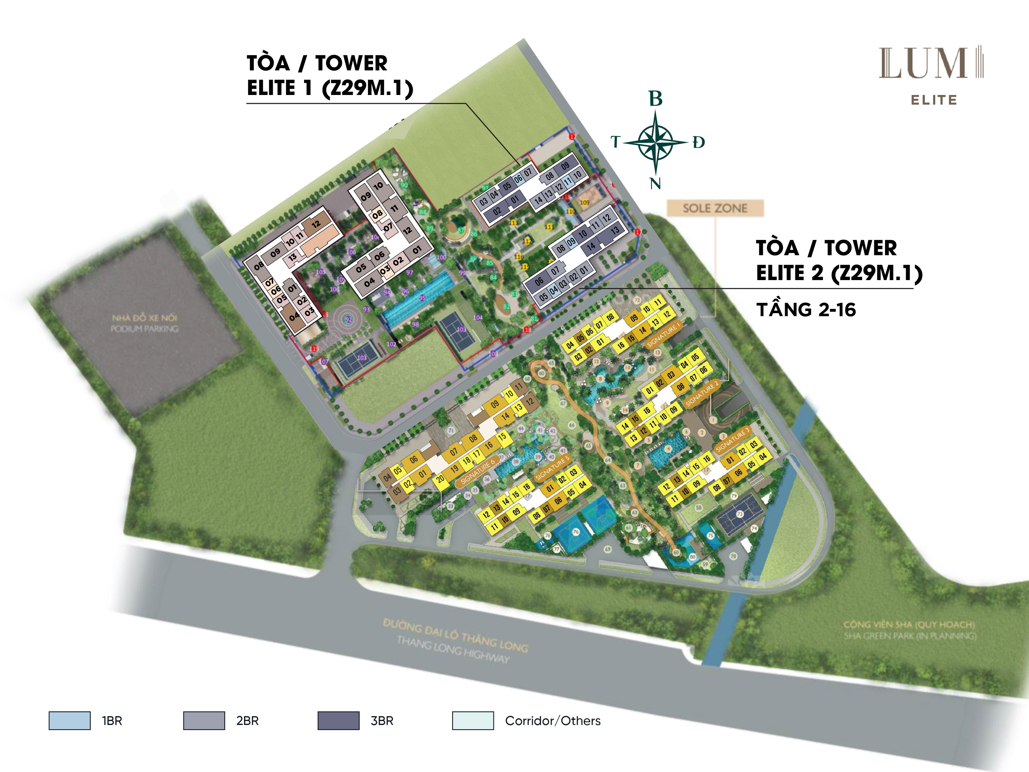 Mặt bằng phân khu Elite