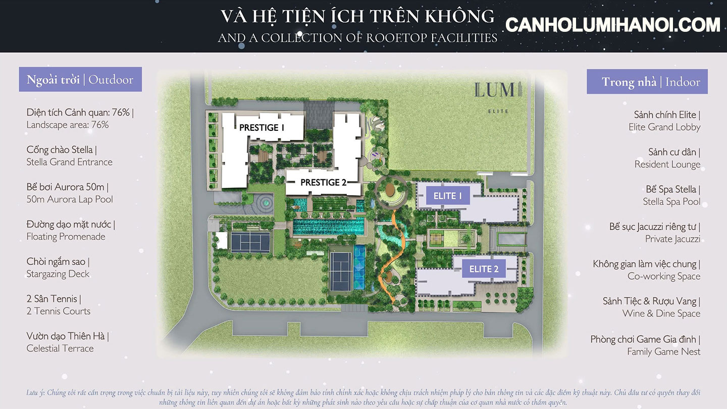 Hệ tiện ích trên không của Phân khu Elite Lumi Hanoi