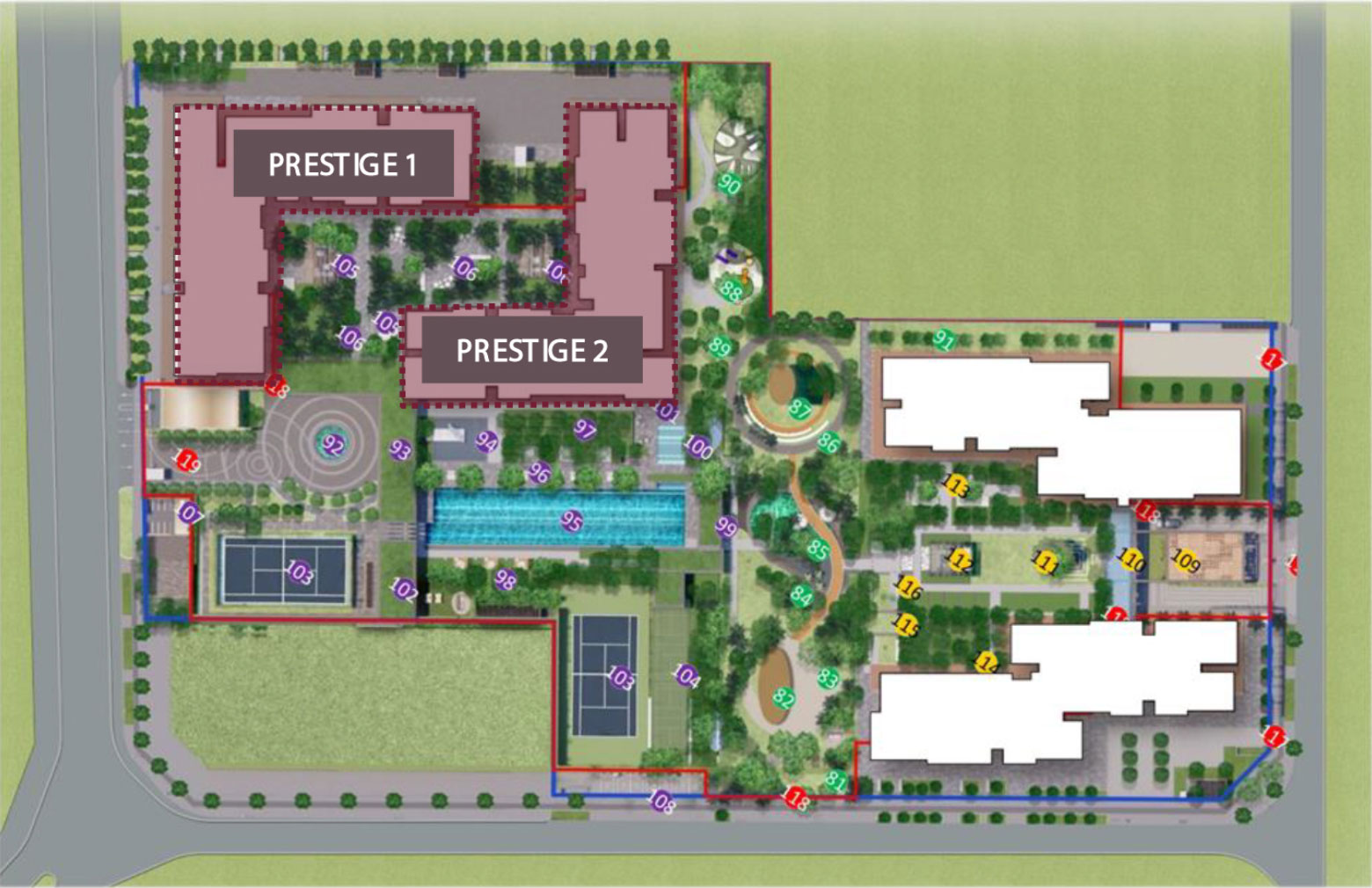 Mặt bằng phân khu Prestige