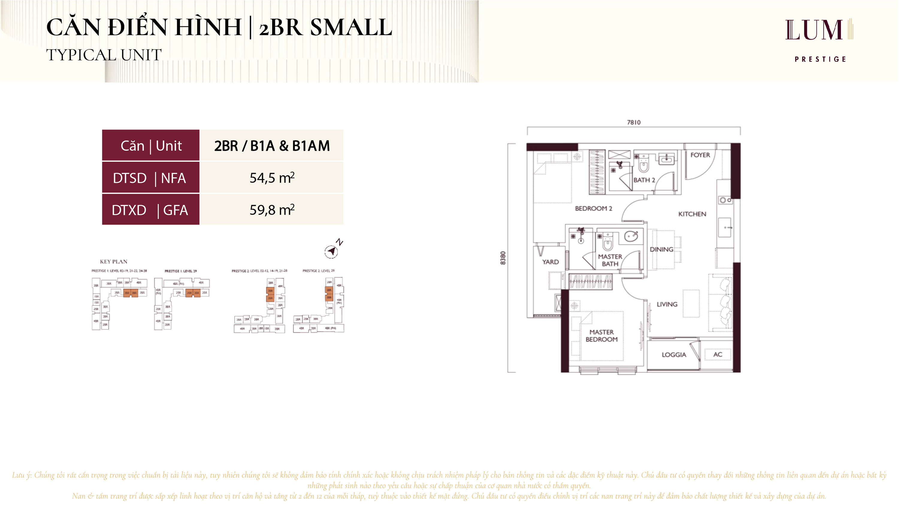 Mặt bằng căn hộ 2BR Small Lumi Prestige