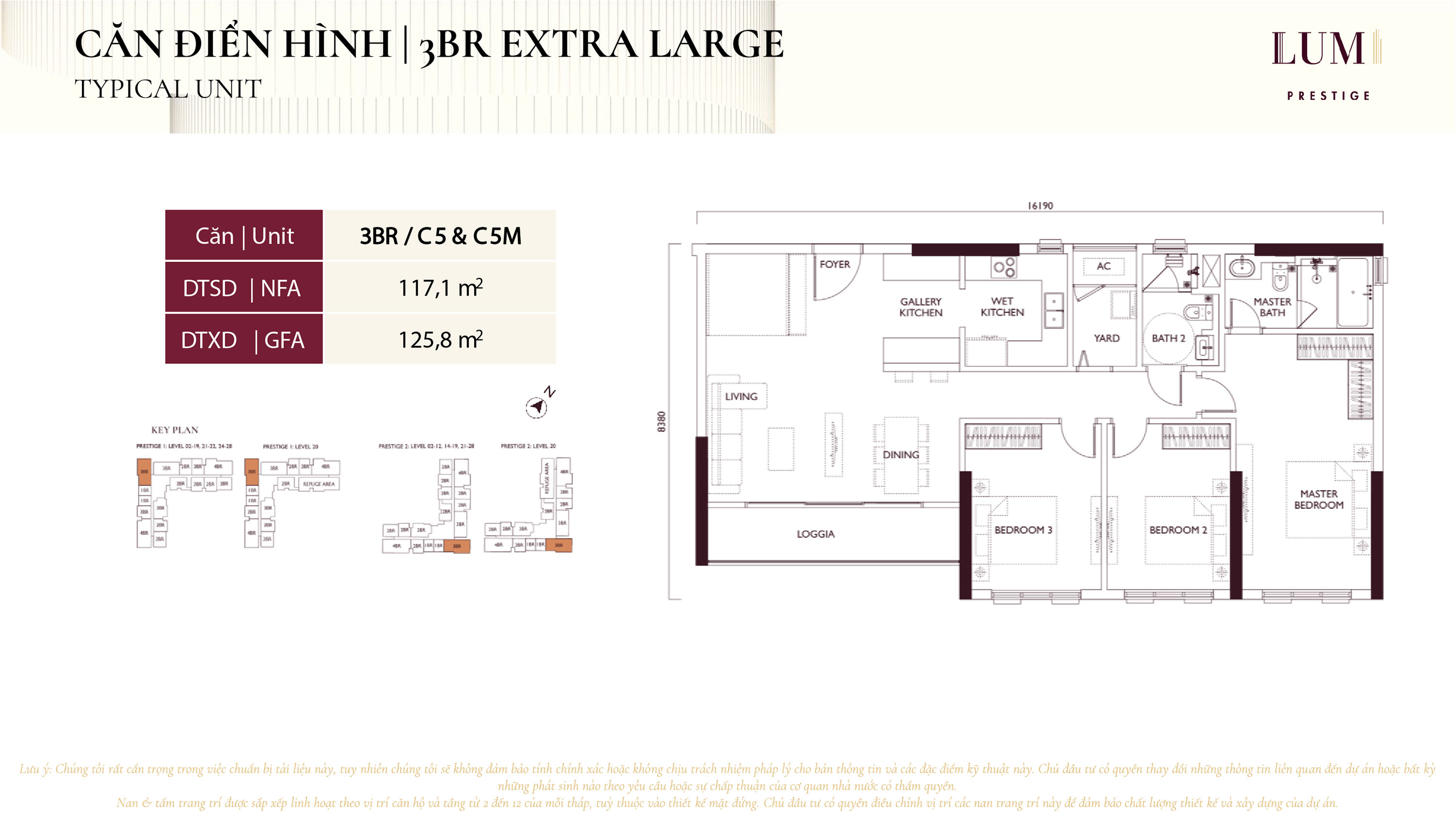 Mặt bằng căn hộ 3BR Extra Large Lumi Prestige