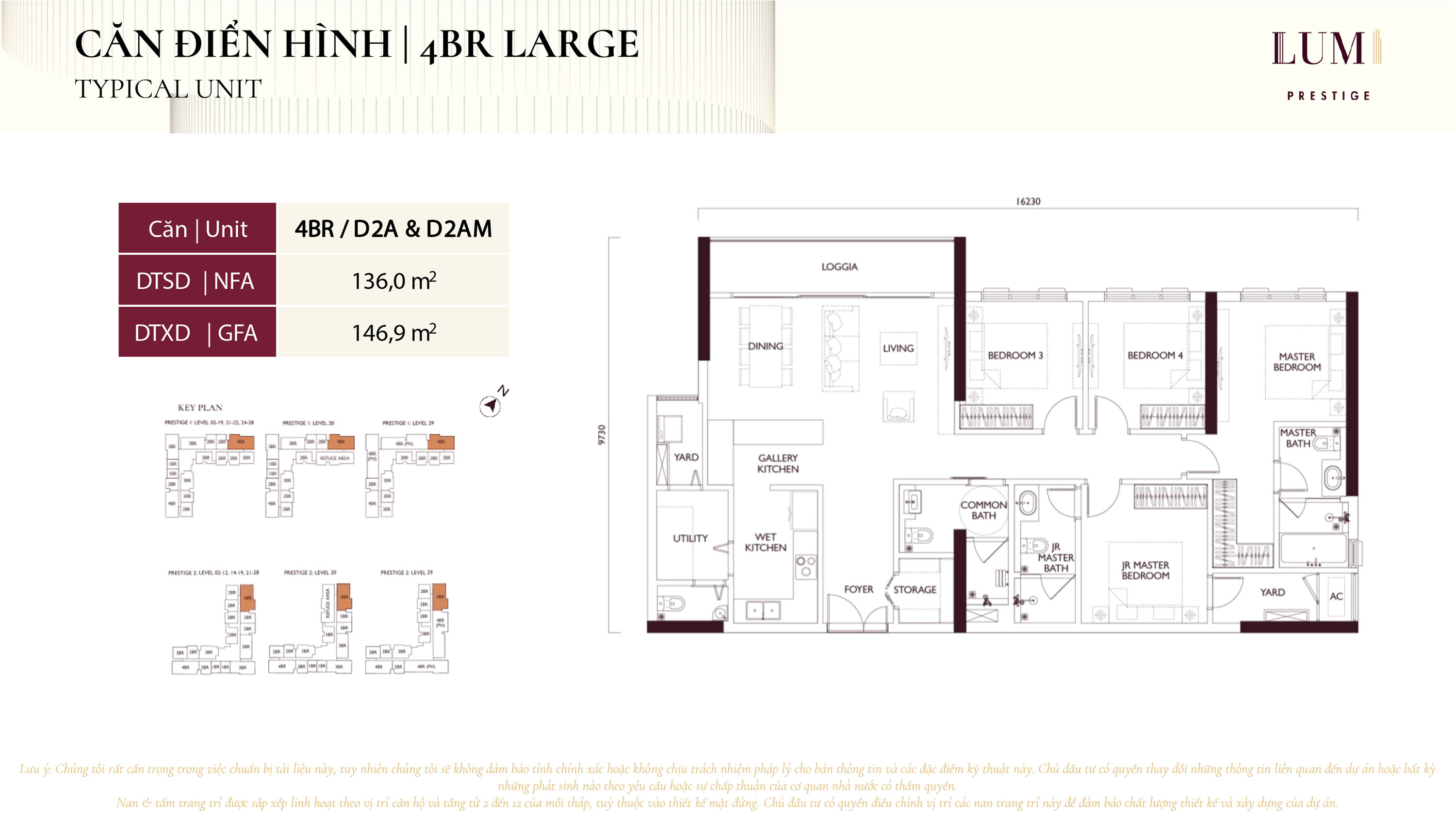 Mặt bằng căn hộ 4BR Large Lumi Prestige