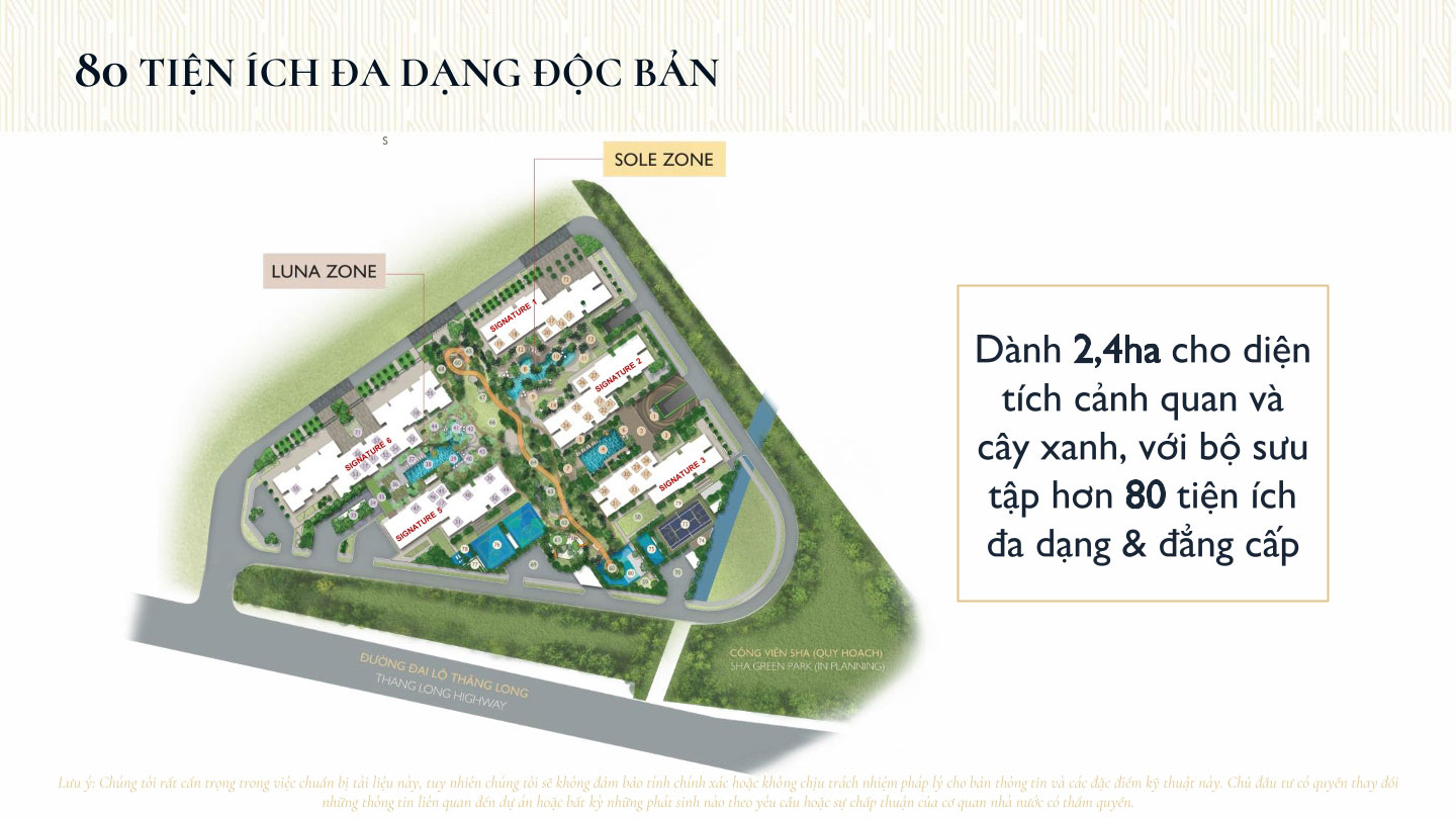 Mặt bằng tiện ích phong phú của phân khu Lumi Signature 13