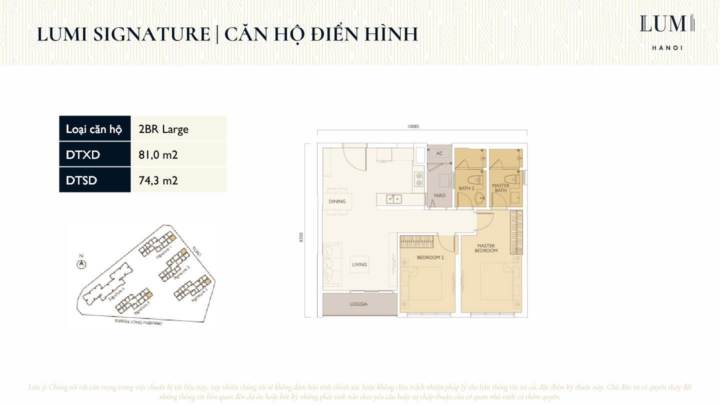 Mặt bằng căn hộ 2BR Large Lumi Signature