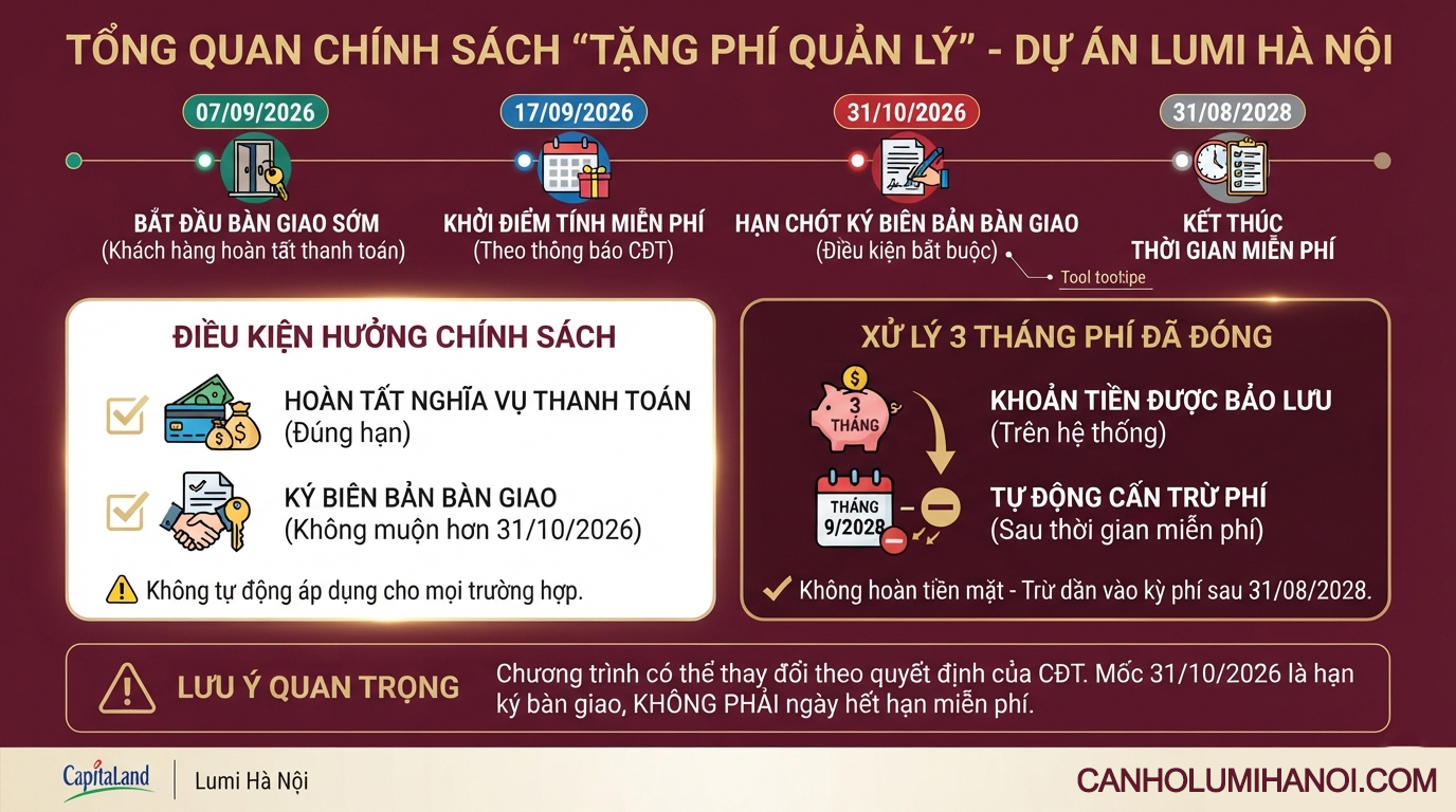 Chính sách tặng phí quản lý Lumi Hà Nội khi nhận nhà