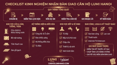 Kinh nghiệm nhận bàn giao Lumi Hà Nội: Checklist kiểm tra căn hộ trước khi ký biên bản