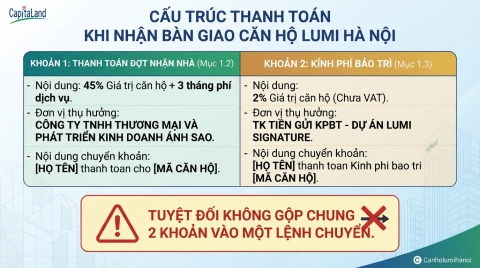 Nhận bàn giao Lumi Hà Nội cần thanh toán những khoản nào?