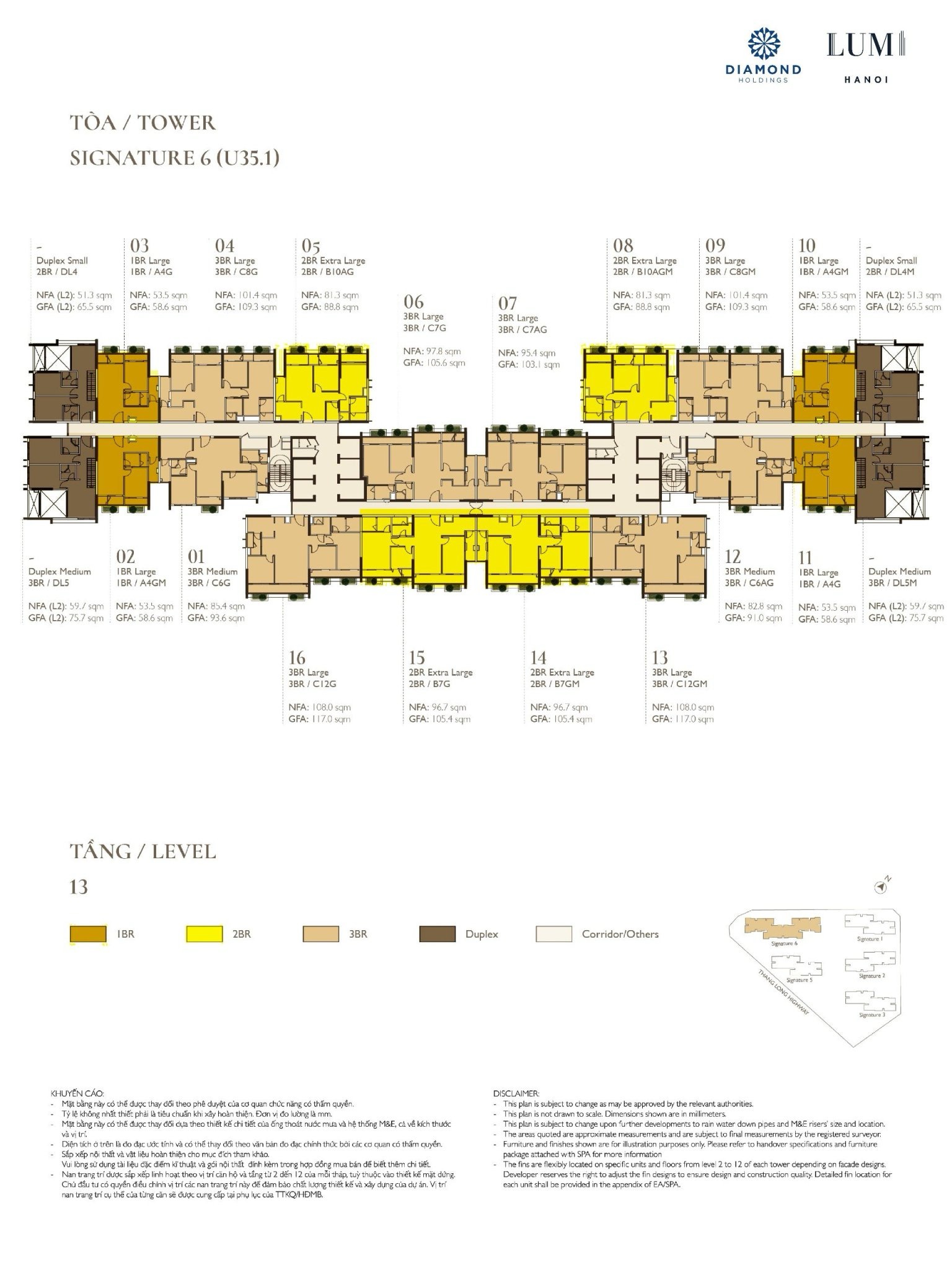 Mặt bằng Signature 6 Tầng 13