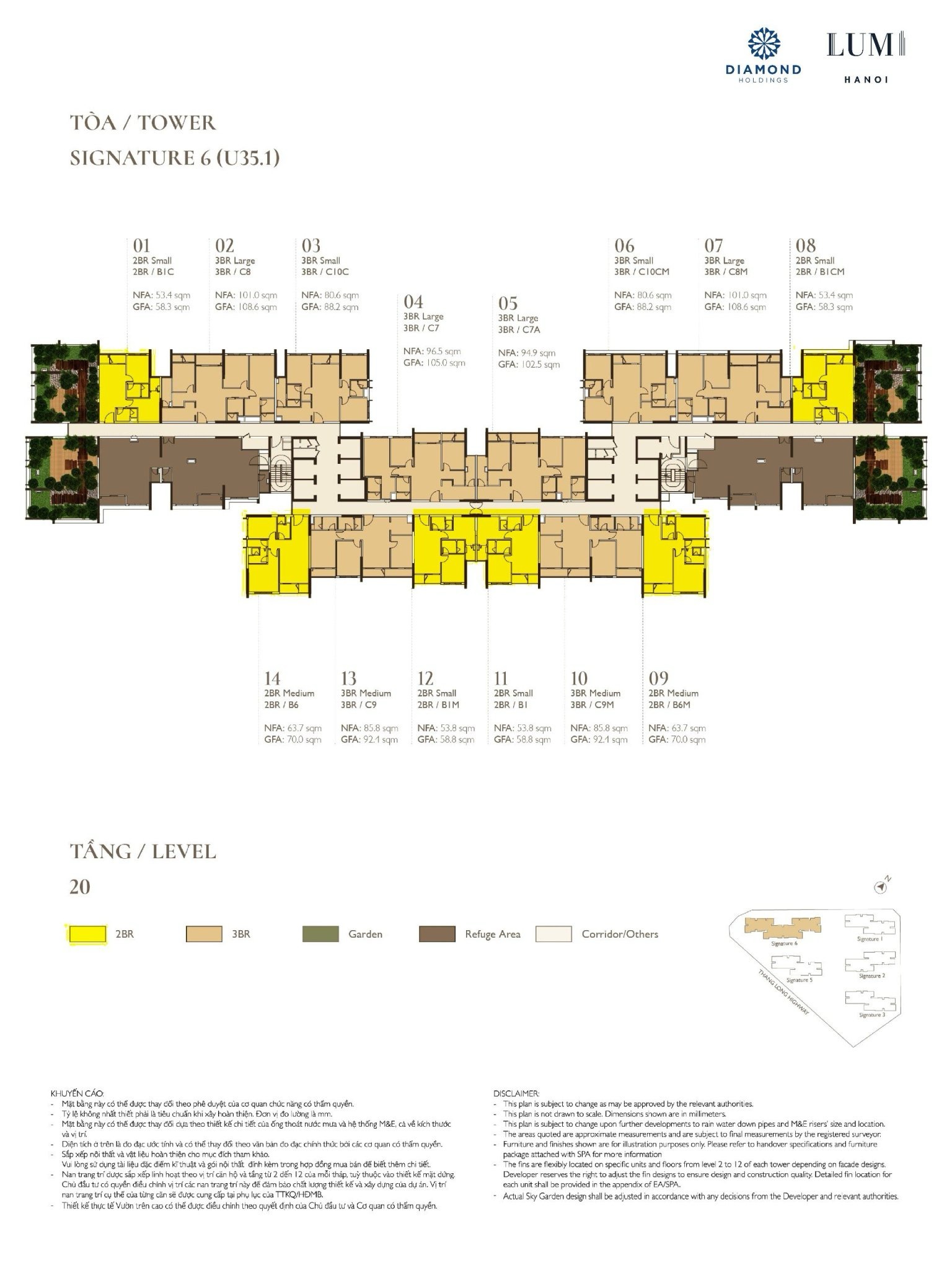 Mặt bằng Signature 6 Tầng 20