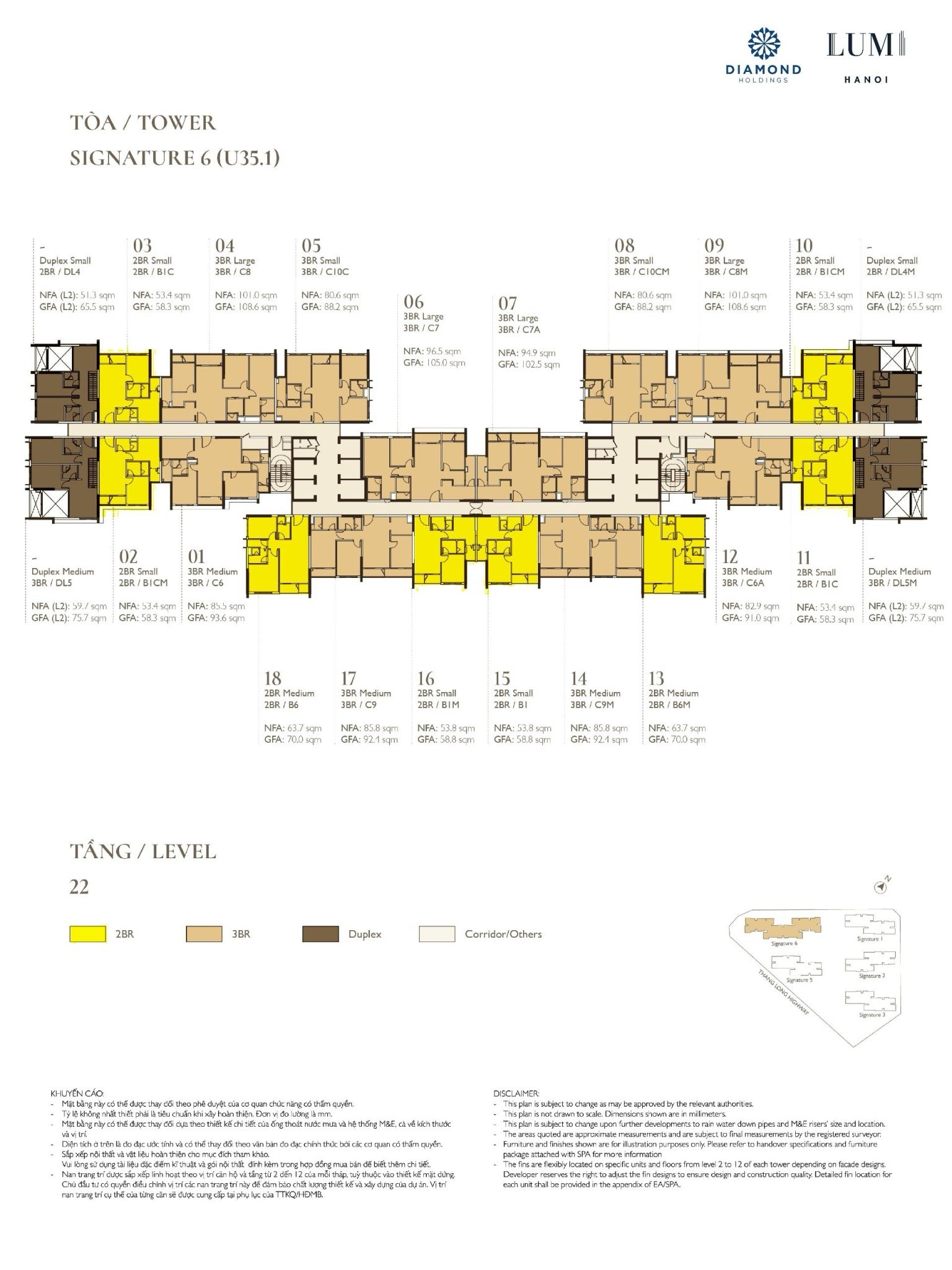 Mặt bằng Signature 6 Tầng 22